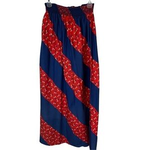 Vintage Handmade Maxi Skirt Floral Design Elastic Waist